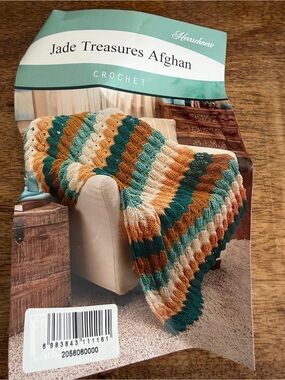 Herrschners Jade Treasures Afghan Complete Crochet Kit 15 Skeins Yarn Pattern